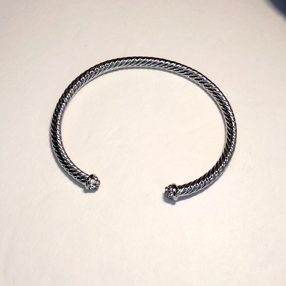 Stainless Steel Silver Twisted Cable Crystal Bracelet NWOT - Picture 2 of 3